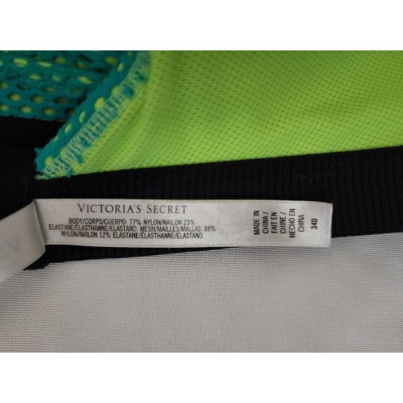 Victoria's Secret Women's Activewear Auqa Teal/Lime Green VSX Sports Bra Sz 34D - Picture 8 of 9
